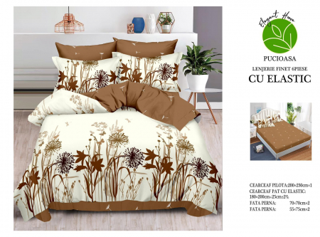 OFERTE SPECIALE - Lenjerie Pat Dublu, Bumbac Finet, 6 Piese, CU ELASTIC - Papadii