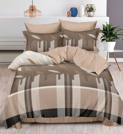 OFERTE SPECIALE - Lenjerie Pat Dublu, Bumbac Finet, 6 Piese, CU ELASTIC - Brown