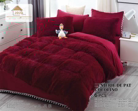 Lenjerie pat dublu Cocolino Fluffy, super pufoasă, 6 piese