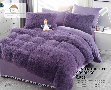 Lenjerie pat dublu Cocolino Fluffy, super pufoasă, 6 piese
