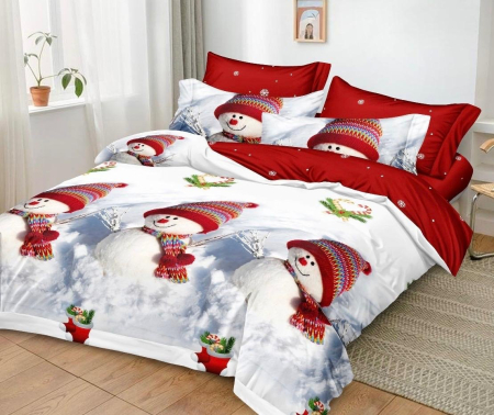 Lenjerie Pat Dublu din Bumbac Tip Finet, cu Elastic, 6 Piese – Christmas Collection