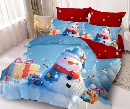 Lenjerie Pat Dublu din Bumbac Tip Finet, cu Elastic, 6 Piese – Christmas Collection