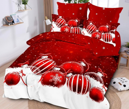 Lenjerie Pat Dublu din Bumbac Tip Finet, cu Elastic, 6 Piese – Christmas Collection