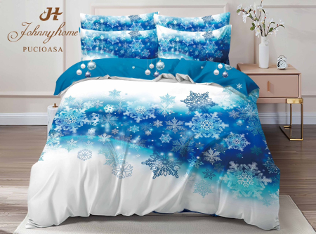 Produse pentru craciun - Lenjerie De Pat Dublu Bumbac Tip Finet Model Craciun