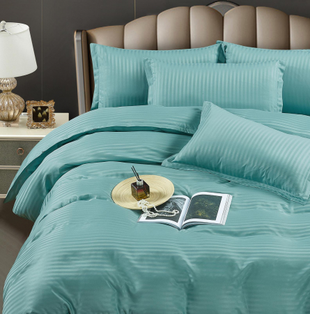 Bumbac 100% Damasc - 1 Persoana - Lenjerie Pat Single 100% Premium Damasc - Verde Menta