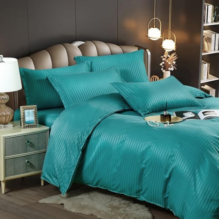 Lenjerie Pat Single 100% Premium Damasc - Turcoaz [2]