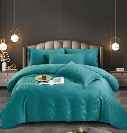 Lenjerie Pat Single 100% Premium Damasc - Turcoaz [1]