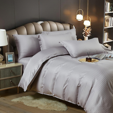 Lenjerie Pat Single 100% Premium Damasc - Gri Deschis [2]