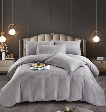 Lenjerie Pat Single 100% Premium Damasc - Gri Deschis [1]