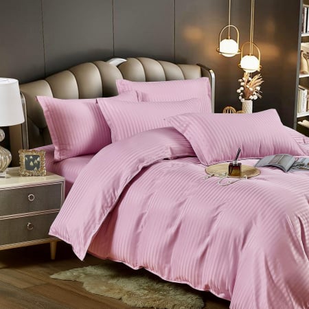 Lenjerie Pat Single 100% Premium Damasc - Roz [2]