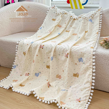 Pături Bebeluși și Copii - Pătură Bebeluși și Copii din Bumbac & Minky cu Buline 3D, 100x150 cm, Cutie Cadou