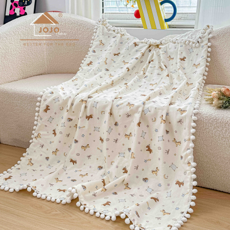 Pătură Bebeluși și Copii din Bumbac & Minky cu Buline 3D, 100x150 cm, Cutie Cadou