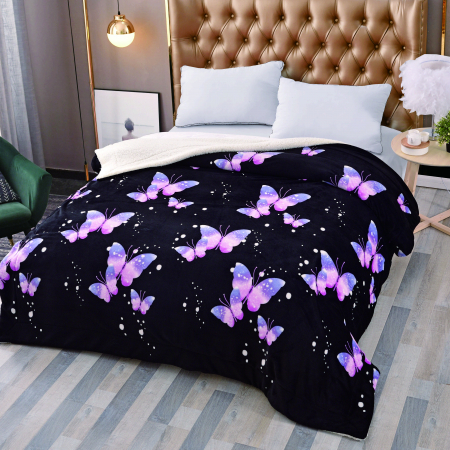 PATURI - Patura Cocolino Cu Blanita 200x230cm - Purple butterfly