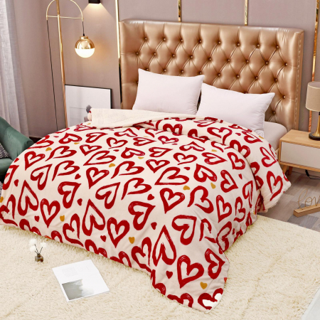 Paturi Cocolino Cu Blanita - Patura Cocolino Cu Blanita 200x230cm - Inimioare
