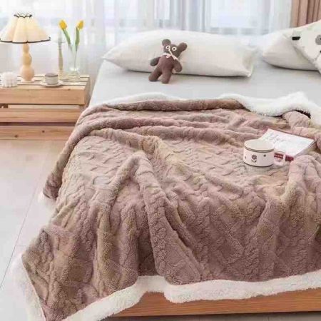 Pătură Cocolino cu Blăniță – Model Tricotat, Moale și Pufoasă