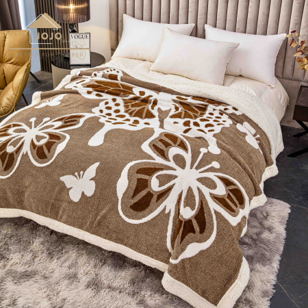 Paturi Cocolino - Pătură Cocolino Pufoasă cu Blăniță Albă – Imprimeu Fluturi 3D – 200x230 cm