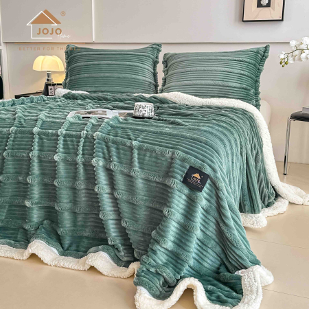 Set 3 Piese Pătură Cocolino Pufoasă cu Blăniță 200x230 cm + 2 Fețe de Pernă 50x70 cm
