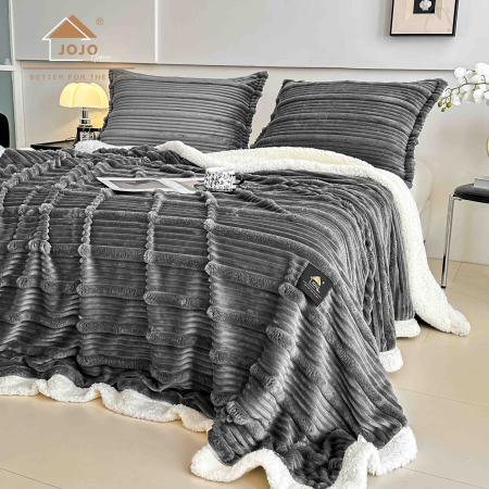 Set 3 Piese Pătură Cocolino Pufoasă cu Blăniță 200x230 cm + 2 Fețe de Pernă 50x70 cm