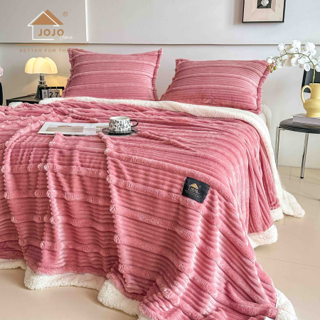 Set 3 Piese Pătură Cocolino Pufoasă cu Blăniță 200x230 cm + 2 Fețe de Pernă 50x70 cm