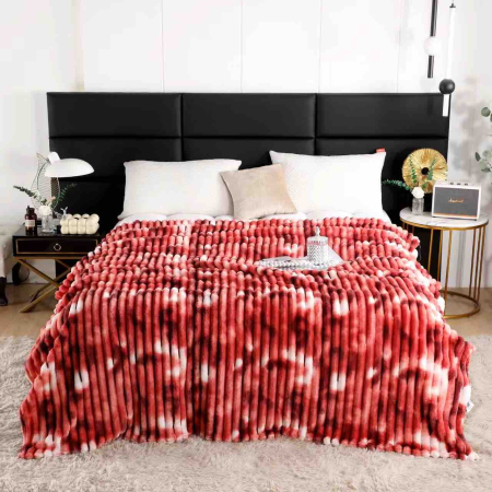 Pătură Cocolino Pufoasă cu Dungi în Relief – 200×230 cm