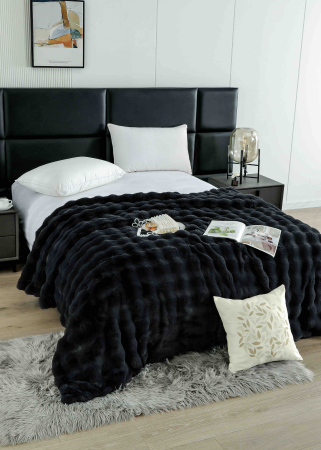 Pătură Cocolino Pufoasă cu Blăniță Artificială de Iepure – 200x230 cm