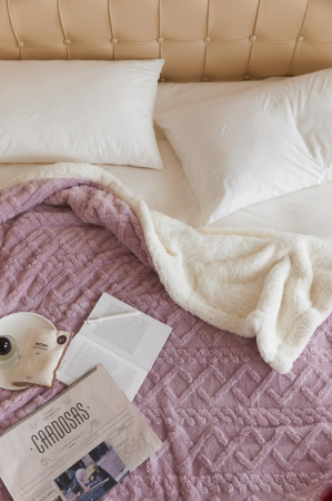 Patura Cocolino Tip Tricotaj Cu Blanita 200x230cm - Mov [0]