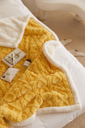 Patura Cocolino Tip Tricotaj Cu Blanita 200x230cm - Galben [6]