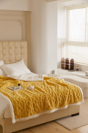 Patura Cocolino Tip Tricotaj Cu Blanita 200x230cm - Galben [2]