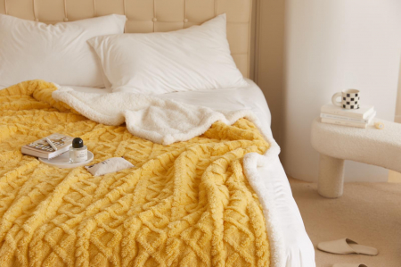 Patura Cocolino Tip Tricotaj Cu Blanita 200x230cm - Galben [3]