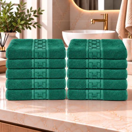 Set 10 Prosoape de Baie – Model Grecesc, Bumbac 100%, 550 g/m²