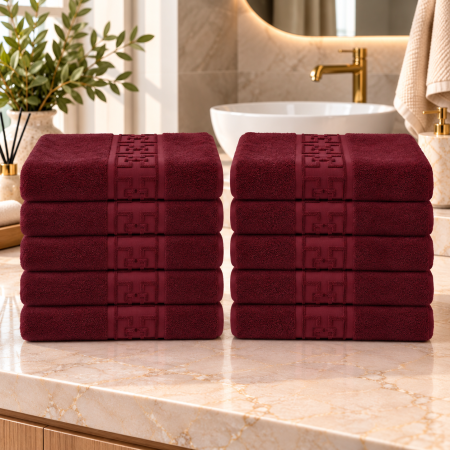 Set 10 Prosoape de Baie – Model Grecesc, Bumbac 100%, 550 g/m²