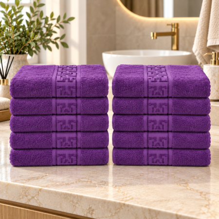 Set 10 Prosoape de Baie – Model Grecesc, Bumbac 100%, 550 g/m²