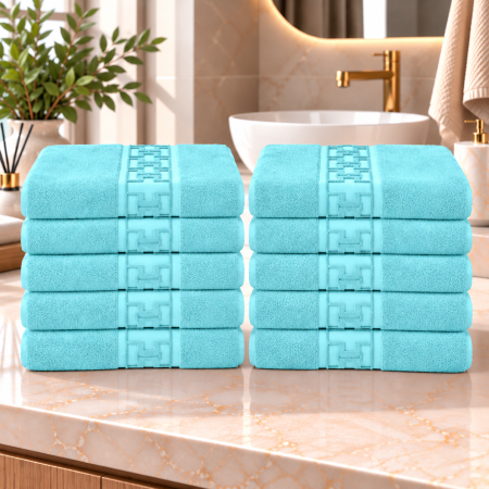 Set 10 Prosoape de Baie – Model Grecesc, Bumbac 100%, 550 g/m²