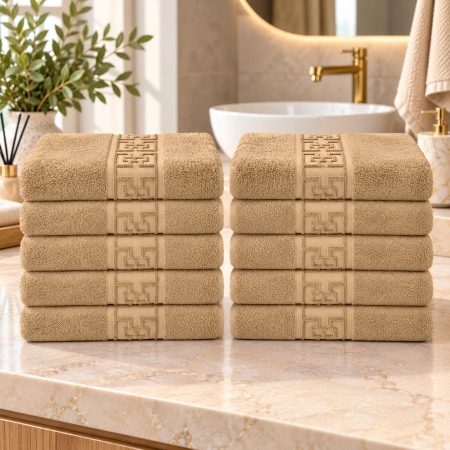 Set 10 Prosoape de Baie – Model Grecesc, Bumbac 100%, 550 g/m²