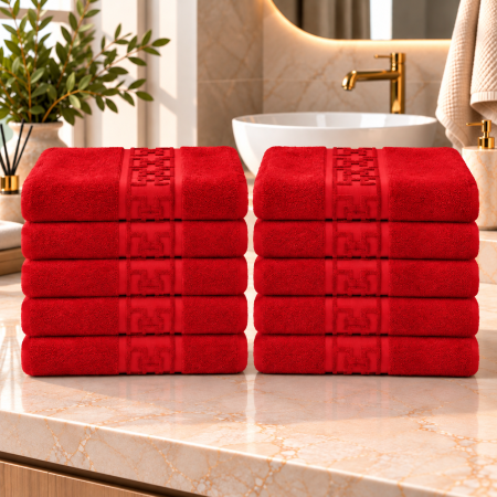 Set 10 Prosoape de Baie – Model Grecesc, Bumbac 100%, 550 g/m²