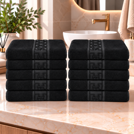 Set 10 Prosoape de Baie – Model Grecesc, Bumbac 100%, 550 g/m²