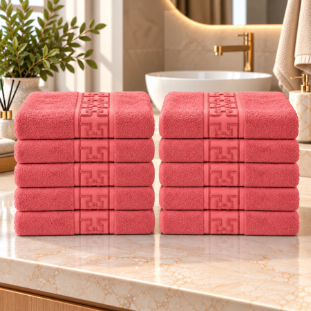 Set 10 Prosoape de Baie – Model Grecesc, Bumbac 100%, 550 g/m²