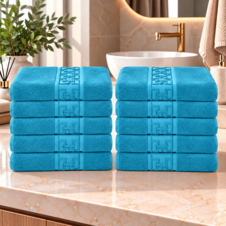 Set 10 Prosoape de Baie – Model Grecesc, Bumbac 100%, 550 g/m²