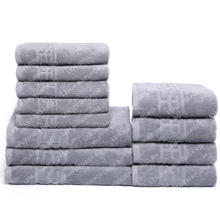 Set 12 Prosoape Premium Bumbac 100%, 550g/m², pentru Mâini, Față și Corp - Gri