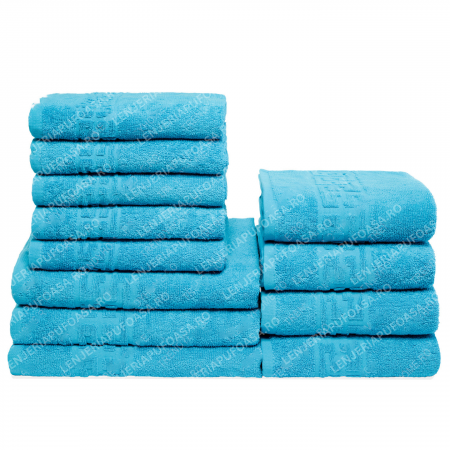 Set 12 Prosoape Maini/Fata/Corp, Bumbac 100%, 550g/m² - Turcoaz