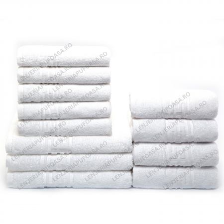 Set 12 Prosoape Maini/Fata/Corp, Bumbac 100%, 550g/m² - Alb