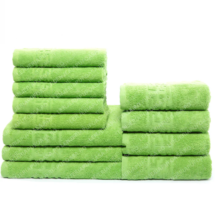 Set 12 Prosoape Premium Bumbac 100%, 550g/m², pentru Mâini, Față și Corp - Verde deschis