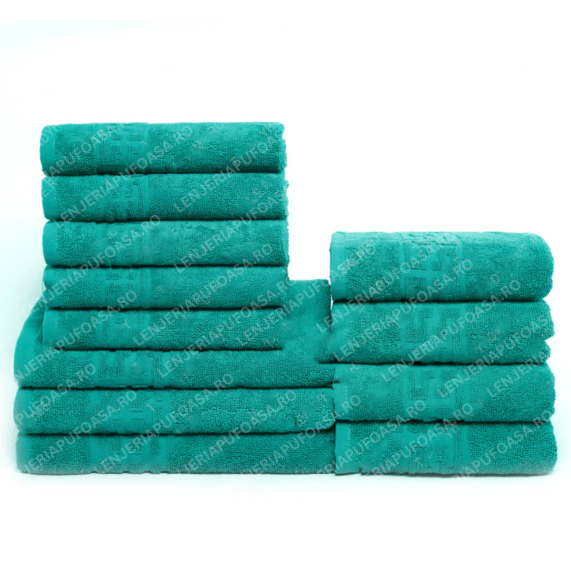 PROSOAPE BUMBAC 100% - Set 12 Prosoape Premium Bumbac 100%, 550g/m², pentru Mâini, Față și Corp - Verde inchis