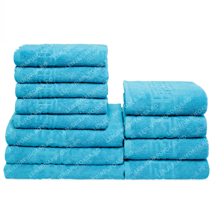 Set 12 Prosoape Premium Bumbac 100%, 550g/m², pentru Mâini, Față și Corp - Turcoaz