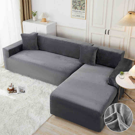 Set 2 Huse Elastice pentru Colțar din Catifea Premium – M+L