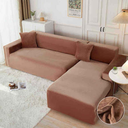 Set 2 Huse Elastice pentru Colțar din Catifea Premium – M+L