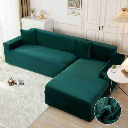 HUSE COLTAR - Set 2 Huse Elastice pentru Colțar din Catifea Premium – M+L