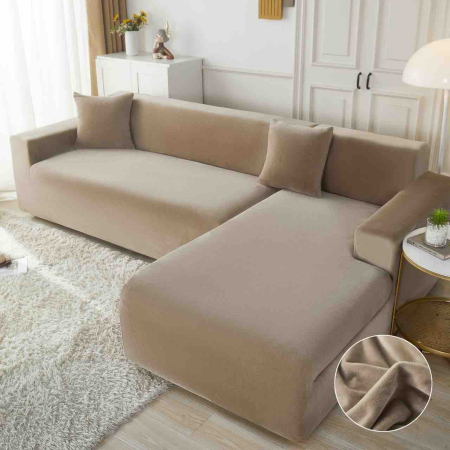 Set 2 Huse Elastice pentru Colțar din Catifea Premium – M+L
