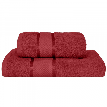 Set 2 Prosoape, Greek, Bumbac 100% - Set 2 Prosoape Baie, Bumbac 100%, 400g/m², Linii, Grena