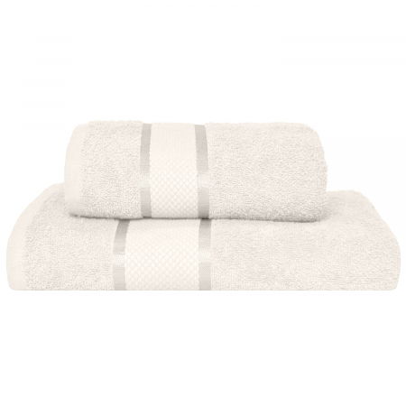 Set 2 Prosoape, Greek, Bumbac 100% - Set 2 Prosoape Baie, Bumbac 100%, 400g/m², Linii, Alb